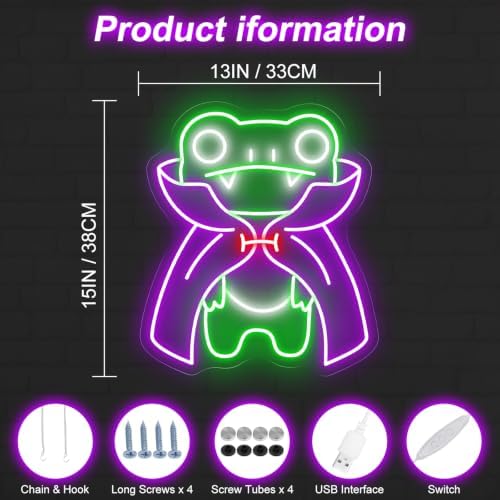 Dracula Frog Neon Sign, Cute Halloween Decor for Kids Party Wall Decor - Image 4