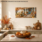 WAXWHELK Farmhouse Fall Canvas Wall Art, Pumpkin Autumn Farmhouse Porch Painting Pictures Rustic Thanksgiving Home Decor Artwork for Living Room Bedroom (24"x47") - Image 3