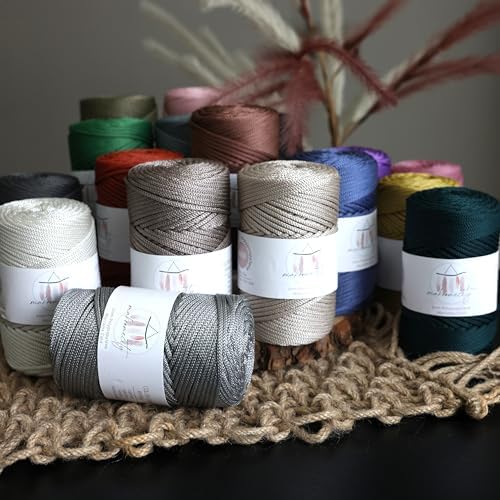 Makromecity, 2 Skeins of Polyester Macrame Cord 3mm x 131 Yards (394 feet) 3mm Polypropylene Light Grey Macrame Cord Crochet Macrame Bag Cord Crafts for Wall Hangings, Bags, Underplate, Rug - Image 5