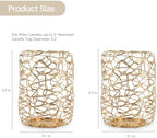 Decorative Lanterns for 3" Pillar Candles, Gold Candle Holders Set of 2 - Image 3