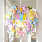 18 Inch Easter Wreath Floral Bunny Egg Wreath with Welcome Sign for Front Door Home Decor Easter Decorations Indoor Outdoor - Image 4