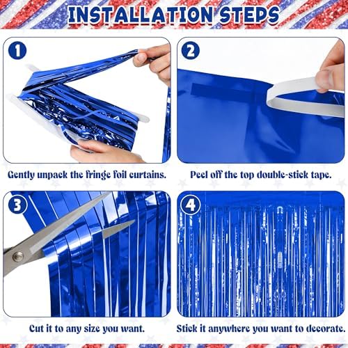 ZATAYE 12 Pack Dark Blue Foil Curtain Streamer Decorations - Image 3