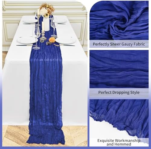 24 Pack Royal Blue 10Ft Cheesecloth Table Runner - Image 3