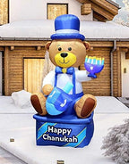 Zion Judaica Inflatable Hanukkah Yard Decorations 8' Bear Multi Blue - Hanukah Indoor Outdoor Lighted Decoration Built-in LED Lights - Includes Air Blower, Tie-down Stakes - Chanukah Lawn Décor Blowup - Image 5