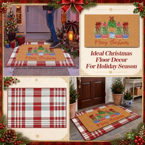 Lyrow 2 Pcs Welcome Doormat and Plaid Door Mat Anti-Slip Welcome Floor Mat - Image 4