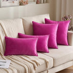 MIULEE Decorative Hot Pink Velvet Euro Sham Throw Pillow Covers 26x26 Inch - Image 4
