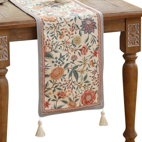 bilin gaier Designer Linen Long Table Runner,102"x12"-Flowershadow by bilingaier