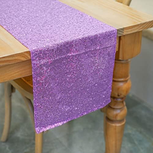 Lavender Sequin Table Runner 6 Pack, 12''x108 Glitter Table Runner - Image 2