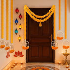 Unbranded 5 Pcs 69.6in Artificial Marigold Garland, Lotus Bead Diwali Decor - Image 7