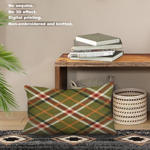 Batmerry Plaid Pillow Covers 12x20 Inch Set of 2, Tartan Wool Tartan Fabric Plaid Britain Clothing Material Scotland Double Sided Decorative Pillows Cases Throw Pillows Covers - Image 2