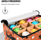 YETTASBIN Halloween Ghost Pumpkin Large Christmas Ornament Storage Box with Zipper & Adjustable Dividers, Storage Container with Lid & Handles for 64 Holiday Ornaments 3-Inch, 13 x 13 Inch - Image 5