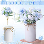 Domensi 6 Sets Wedding Centerpiece for Table Decoration Light Blue Artificial Fake Rose Flower with Metal Vase Faux Silk Rose Bouquet Floral Arrangement for Bridal Shower Home Dining - Image 4