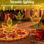 Retisee 3 Pcs Indian Diwali Diya Solar Lights Outdoor 12.7 Inch Diwali Diya Lighted Yard Stakes Waterproof Solar Lamps for Hindu Deepavali Party Decorations 6–8 Hour Runtime - Image 6