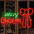 2 Pack Christmas Window Silhouette Lights - Lighted Merry Christmas Sign and Bow for Holiday Indoor Wall Door Glass Decorations by JUSTPRO