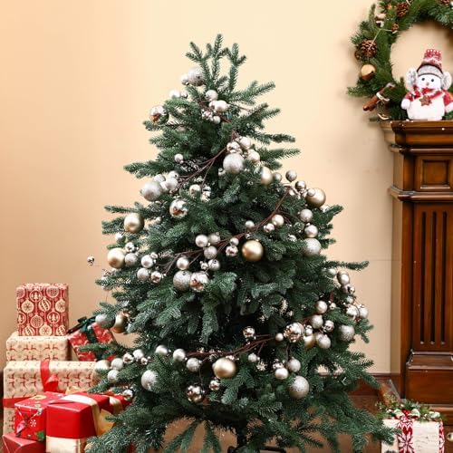 2 Pcs 6 ft Christmas Ball Ornament Garland, Champagne Gold - Image 3