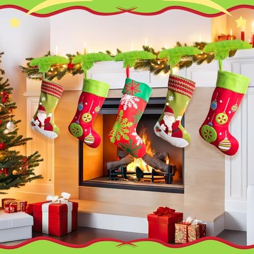 Pickmesh 6 Pack Green Christmas Stocking Holders with Metal Hooks - Image 6