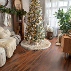 AOGU 48 Inch Faux Fur Christmas Tree Skirt Beige Plush Skirt for Merry Christmas Party Christmas Tree Decoration - Image 7