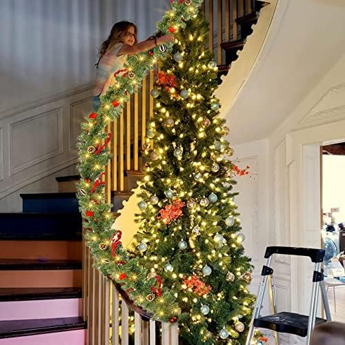 Nerosun 9FT Christmas Garland with 50LED Lights, Battery Operated Prelit Garland Christmas Decorations Timer 8 Mode, Artificial Outdoor Christmas Garland Greenery Pinecone for Indoor Door Decor - Image 5