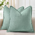 decorUhome Fall Corduroy Teal Throw Pillow Covers 24x24 Set of 2 by decorUhome