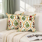 Alysheer Floral Decorative Embroidered Throw Pillow Cover 18"x18", 2pcs Red - Image 6