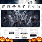 WovWeave 7 x 16 Ft Halloween Garage Door Cover Banner, Skull - Image 2