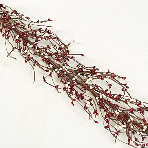 Fall Thanksgiving Pip Berry Garland – 54" Rustic Burgundy & Cream Berries - Image 3