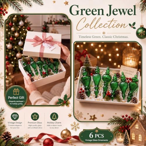 Sotiff 6 Pcs Mercury Glass Christmas Ornaments, Vintage Finial Decorations - Image 6