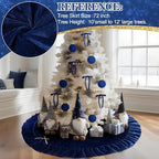 Velvet Christmas Tree Skirt, 72 Inches, Bow Style, Navy Blue - Image 6