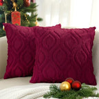 decorUhome Faux Fur Plush Soft Burgundy Throw Pillow Covers 26x26 Set of 2 by decorUhome
