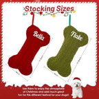 Personalized Dog Christmas Stockings, Custom Embroidered Knit Bone Shape - Image 4