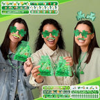 Kenning 96 Pcs St. Patrick's Day Accessories Party Favor Set, Including Four-leaf Glasses, Necklaces, Bracelets, Stickers, Mustaches, Slap Bracelets, Organza Gift Bags, Irish Decoration Party Supplies - Image 5