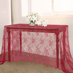 Red Lace Tablecloth Rustic Table Fabric 60x120 Inch for Wedding Christmas by LuoluoHouse