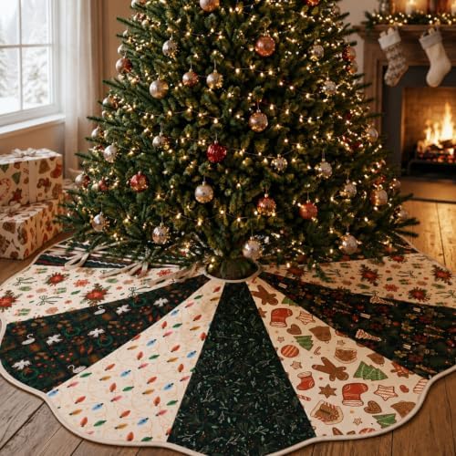 Vintage Primitive Quilted Christmas Tree Skirt,Gift,48 Inch by Vertintong