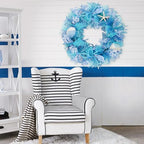 24 Inch Coastal Seashell Large Wreath with Natural Starfish & Scallops Shell, Blue Beach Style Front Door Wreath with for Spring Summer, Farmhouse Rustic Indoor Outdoor Home Wall Wedding Decor - Image 6