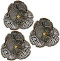 DILATATA 3 Pcs Metal Flower Wall Art Set 10 Inch Rustic Modern Floral Sculpture 3D Metal Flower Wall Hanging Accent for Indoor Living Room Bedroom Kitchen Bathroom Garden Patio Decor - Black by DILATATA