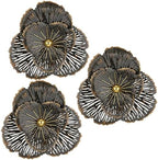 DILATATA 3 Pcs Metal Flower Wall Art Set 10 Inch Rustic Modern Floral Sculpture 3D Metal Flower Wall Hanging Accent for Indoor Living Room Bedroom Kitchen Bathroom Garden Patio Decor - Black by DILATATA