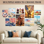 Patriotic Cowboy Canvas Wall Art 4th of July American Flag Oil Painting USA Flag Cowboy Wall Decor Independence Day Rustic Home Decor for Living Room Bedroom 16x20in - Image 4