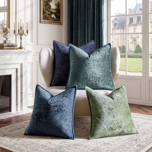 a moment Throw Pillow Covers 24X24 Inch 4 Packs,Soft Velvet Decorative Pillow Cases with 3D Ice Flower,Texture Modern Accent Cushion Covers for Sofa Couch Home Decor Peacock Noir - Image 6