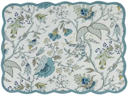 Botanical Blues Luxury Handcrafted Placemats (Reversible) Cotton Quilted Fabric Machine Washable – Set of 6 – Elegant Home Decor – 14 x 19 inches – Bloom Collection - Image 3