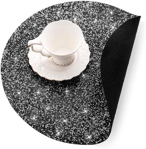 15" Black Rhinestone Round Placemats Set of 4 - Image 4