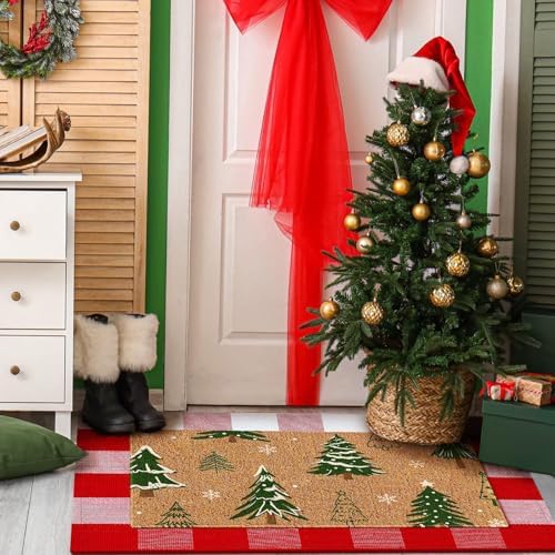 Moucuny 2 Pcs Christmas Coir Doormat Outdoor, Non Slip - Image 2