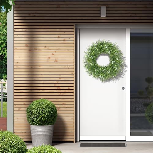 24 Inch Summer Wreaths for Front Door Wreath Spring Outdoor Green Door Wreath for All Seasons Porch Living Room Bedroom Window Wall Indoor Outdoor Farmhouse Home Decoration - Image 3