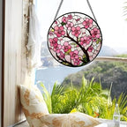 Pink Cherry Blossoms Stained Glass Window Hanging Suncatcher Gifts 12" - Image 3