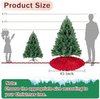 Red Tree Skirt 45 Inch Sequin Christmas Tree Skirt Ruffle - Image 3