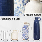 Ceramic Vase Set, 3Pcs Flower Vases for Modern Boho Farmhouse Decor, Decorative Vases for Pampas Grass & Dried Flowers, Distressed Finish - Image 3