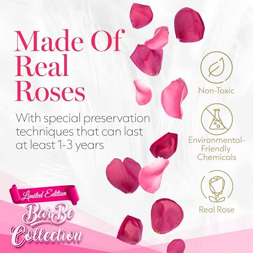 GLAMOUR BOUTIQUE Preserved Flowers, 27 Forever Velvet Pink Roses Heart Box - Image 4