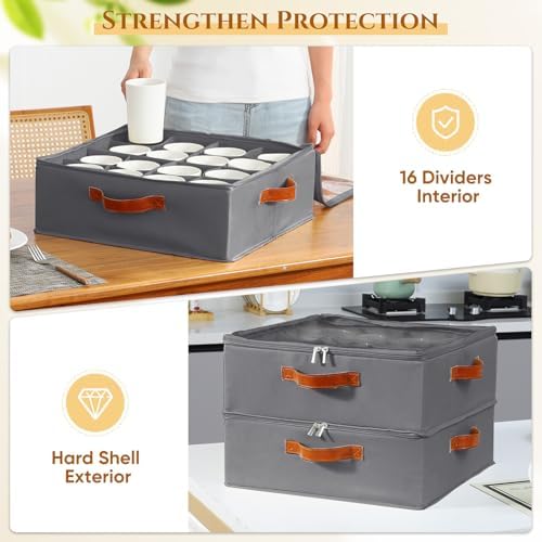 Foyego Cup and Mug Storage Box, Grey - Image 4