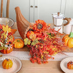 Funnymoom Fall Cornucopia Centerpiece Set with Leaves Pumpkin,Elegant - Image 5