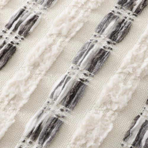 decorUhome Chenille Tufted Stripe Throw Pillow Covers 22x22 Set of 2 Grey - Image 3