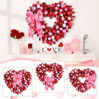 Waipfaru 2 Pcs 14.2'' Valentines Day Wreath, Heart Wreaths for Front Door, Red Pink White Valentine Wreath Decorations with Bowknot Lights for Valentine's Home Wedding Party Wall Window Gifts Decor - Image 5